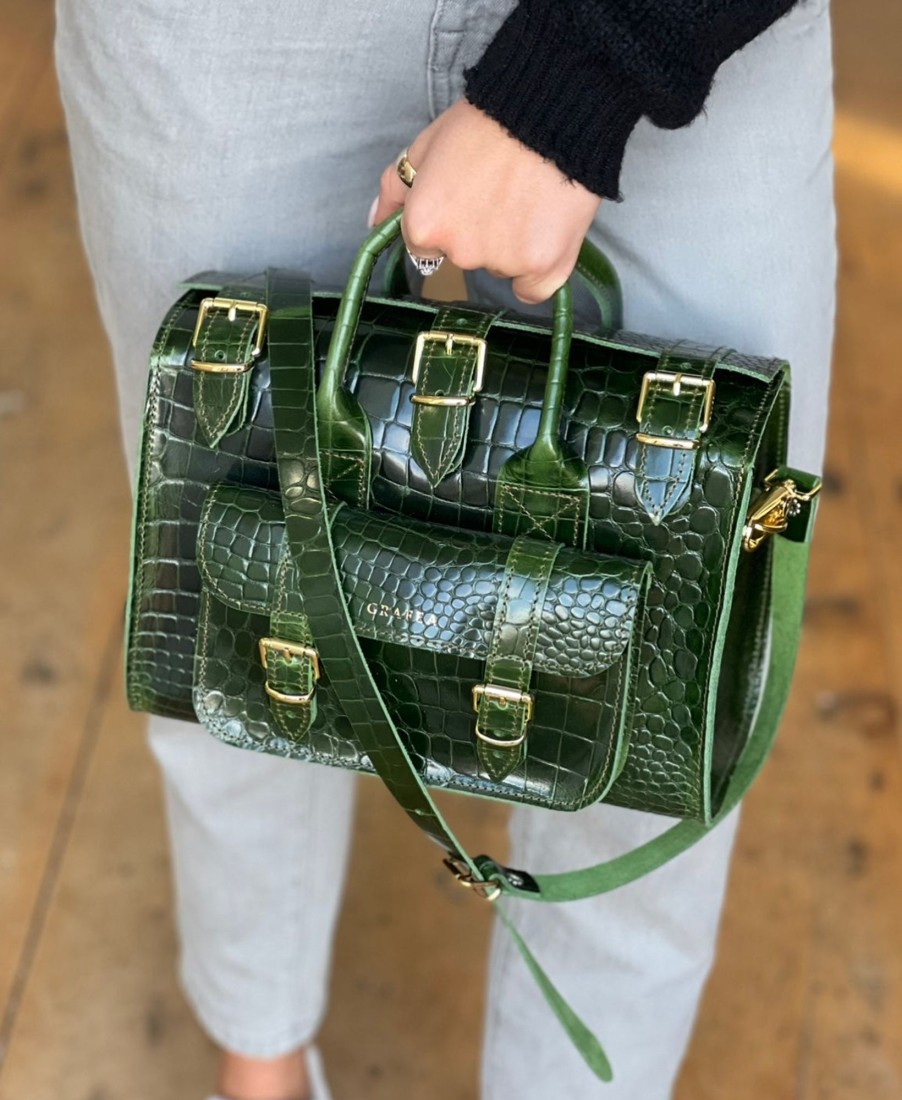 Femme Grafea Luna Medium | Luna Dark Green Croc