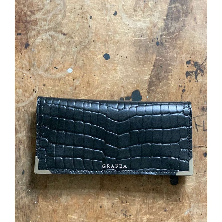 Femme Grafea Portefeuilles | Black Croc Wallet