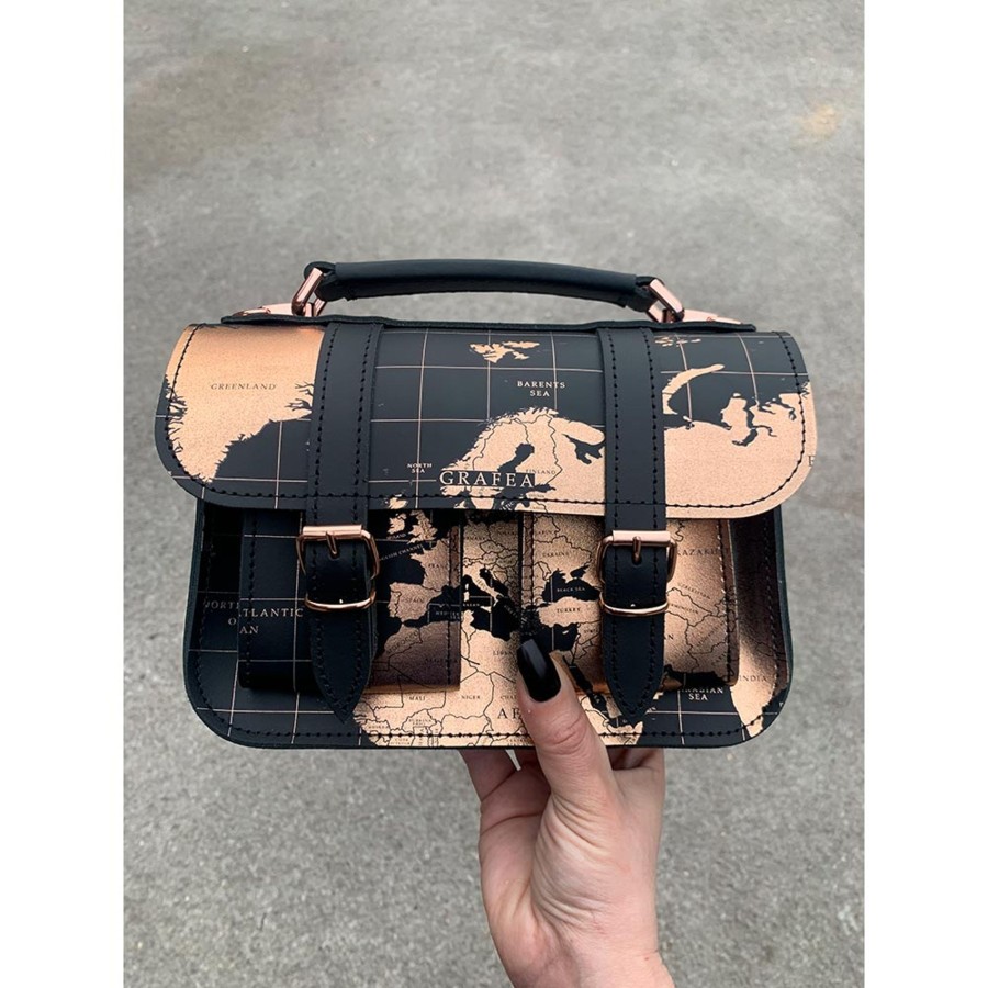 Femme Grafea Micro Satchel | Micro Rose Gold Map