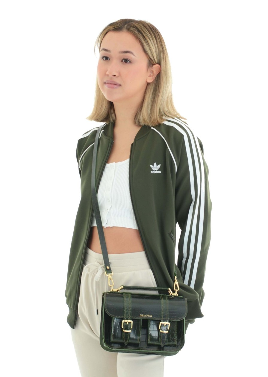 Femme Grafea Micro Satchel | Micro Dark Green Croc