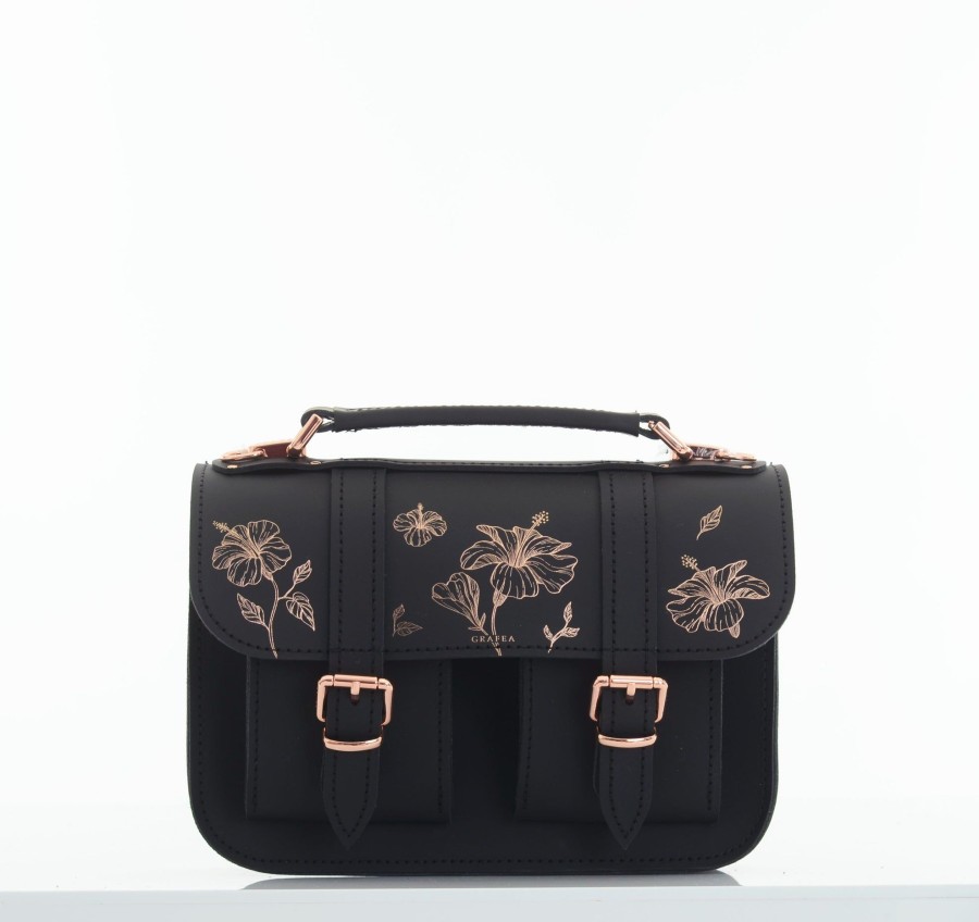 Femme Grafea Micro Satchel | Micro Hibiscus Black