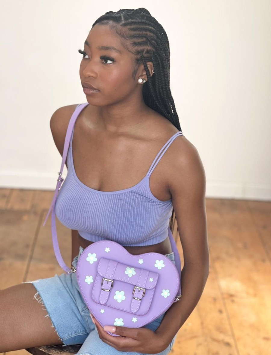 Femme Grafea Heart Satchel | Heart Satchel Daisies Lilac