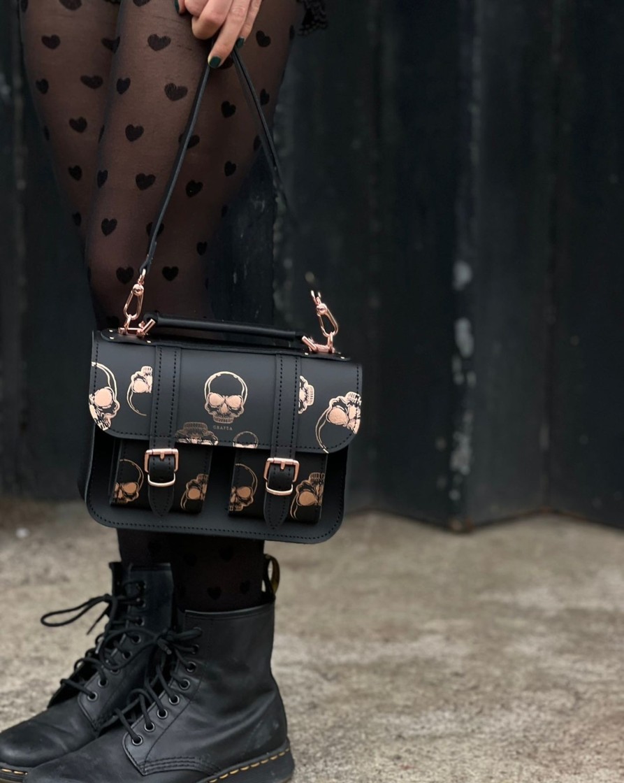 Femme Grafea Micro Satchel | Micro Rose Gold Skulls