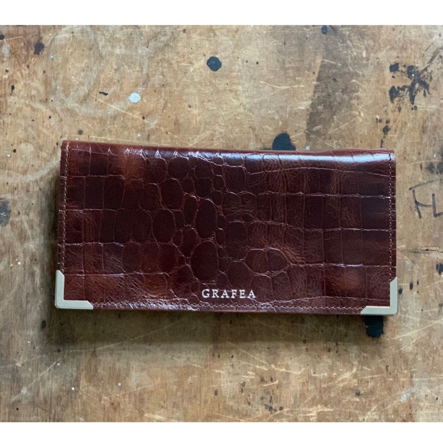 Femme Grafea Portefeuilles | Brown Croc Wallet