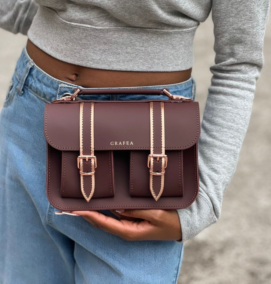 Femme Grafea Micro Satchel | Micro Burgundy Rose Gold