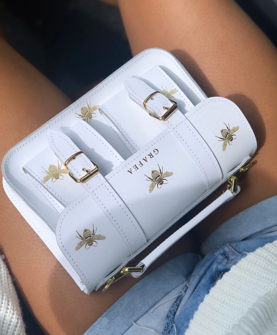 Femme Grafea Micro Satchel | Micro Bee White